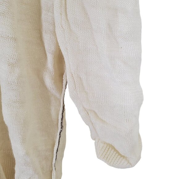 Mos Mosh 100% Linen Open Quiet Luxury Old Money Stripes Top Womens M Off-White - Picture 10 of 10